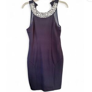 Speechless Black Mini Dress with Embellished Neckline